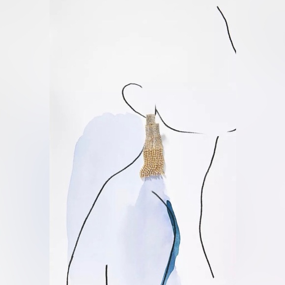 Anthropologie Crystal Fringe Drop Earrings NWT - Picture 2 of 7
